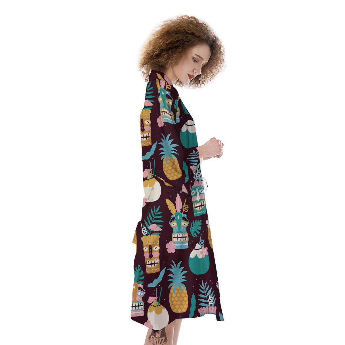 Luau Tiki Print Pattern Kimono-grizzshop