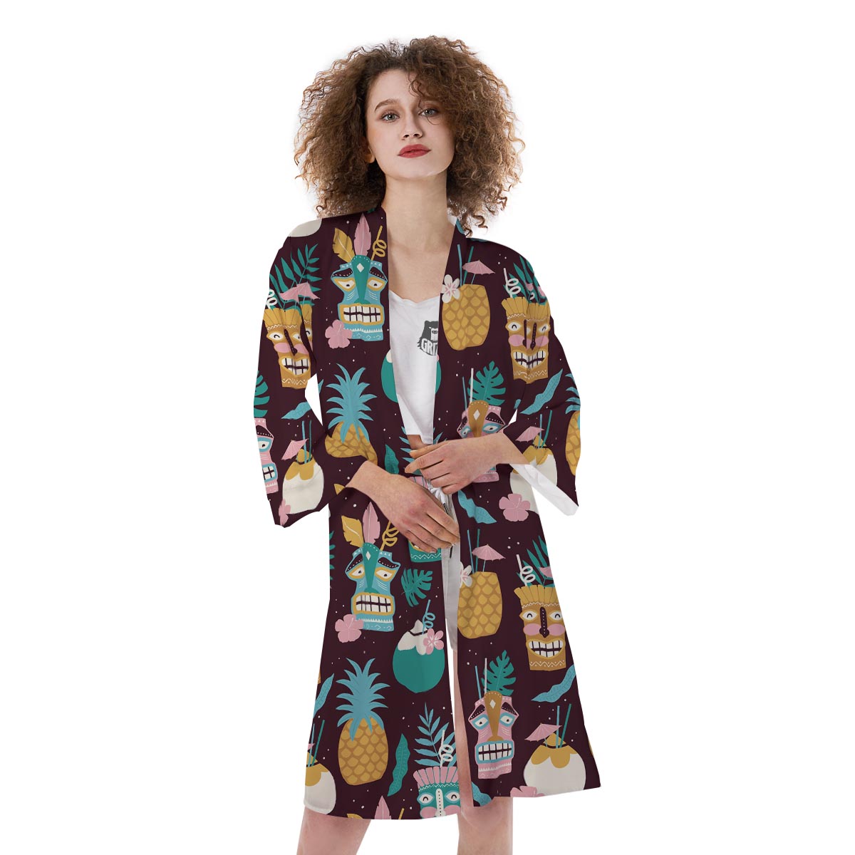 Luau Tiki Print Pattern Kimono-grizzshop