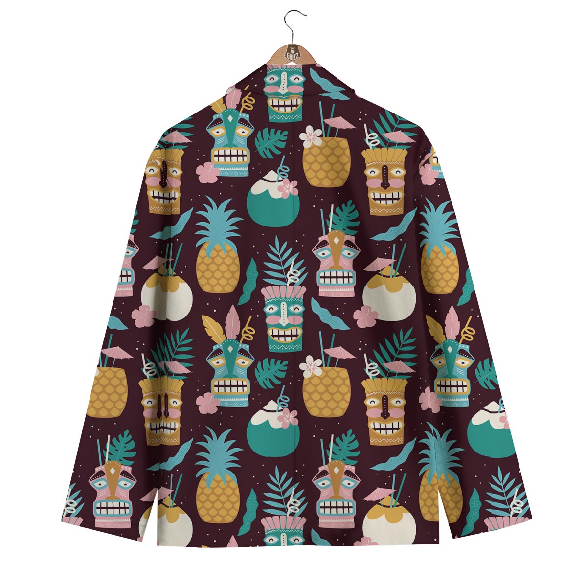 Luau Tiki Print Pattern Men's Blazer-grizzshop
