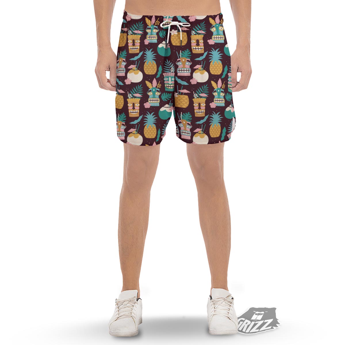 Luau Tiki Print Pattern Men's Gym Shorts-grizzshop