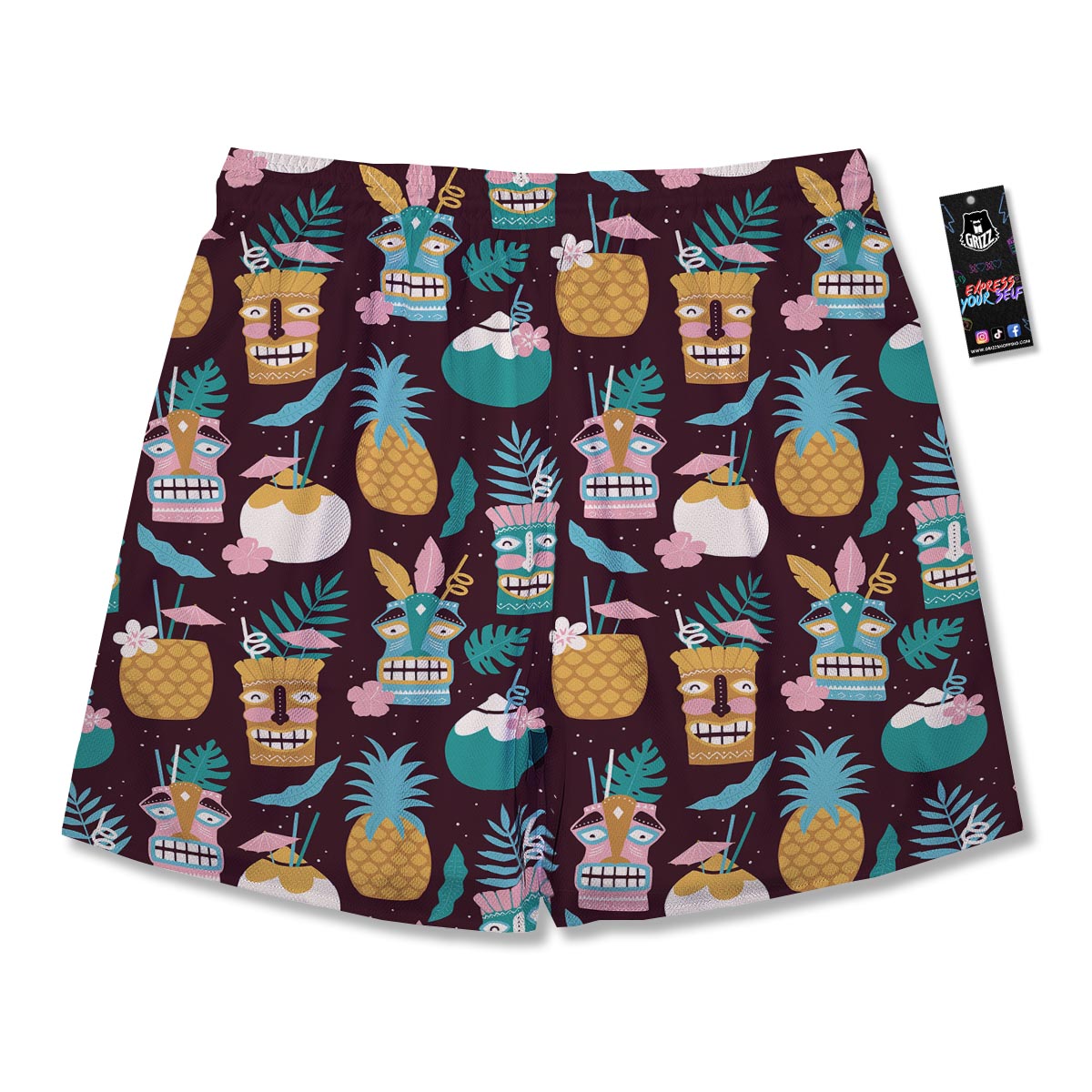 Luau Tiki Print Pattern Men's Running Shorts-grizzshop
