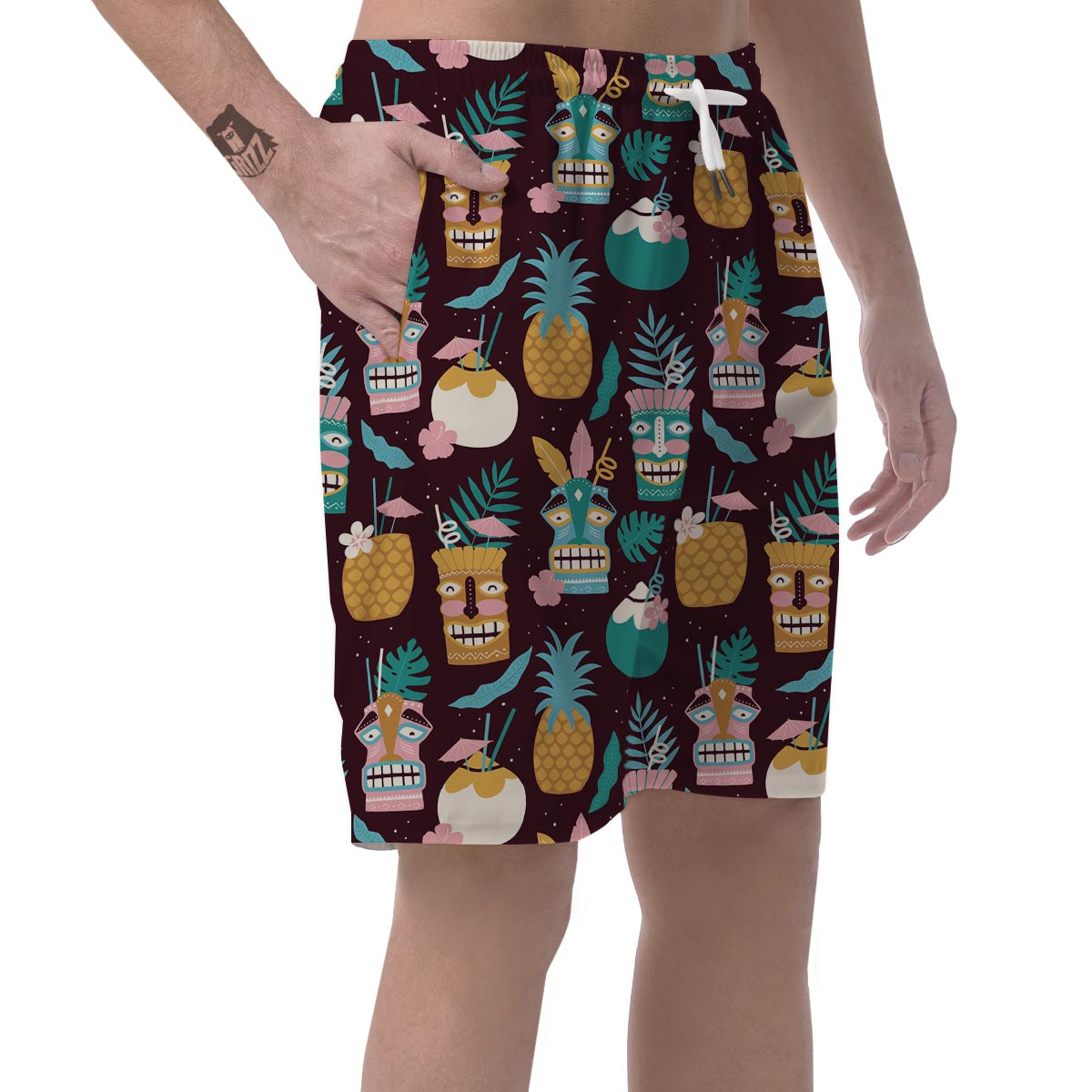 Luau Tiki Print Pattern Men's Shorts-grizzshop