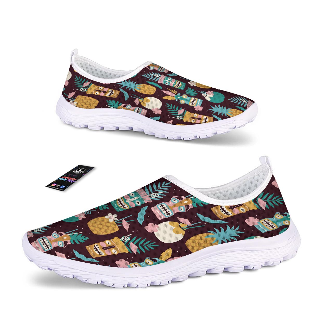 Luau Tiki Print Pattern Nurse Shoes-grizzshop