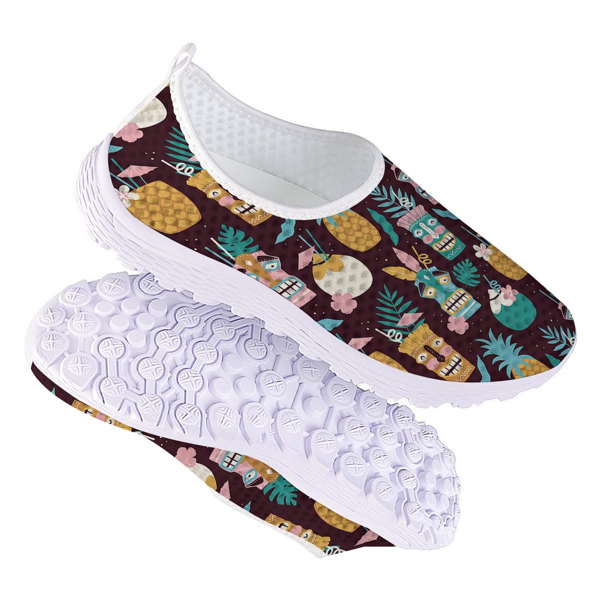 Luau Tiki Print Pattern Nurse Shoes-grizzshop