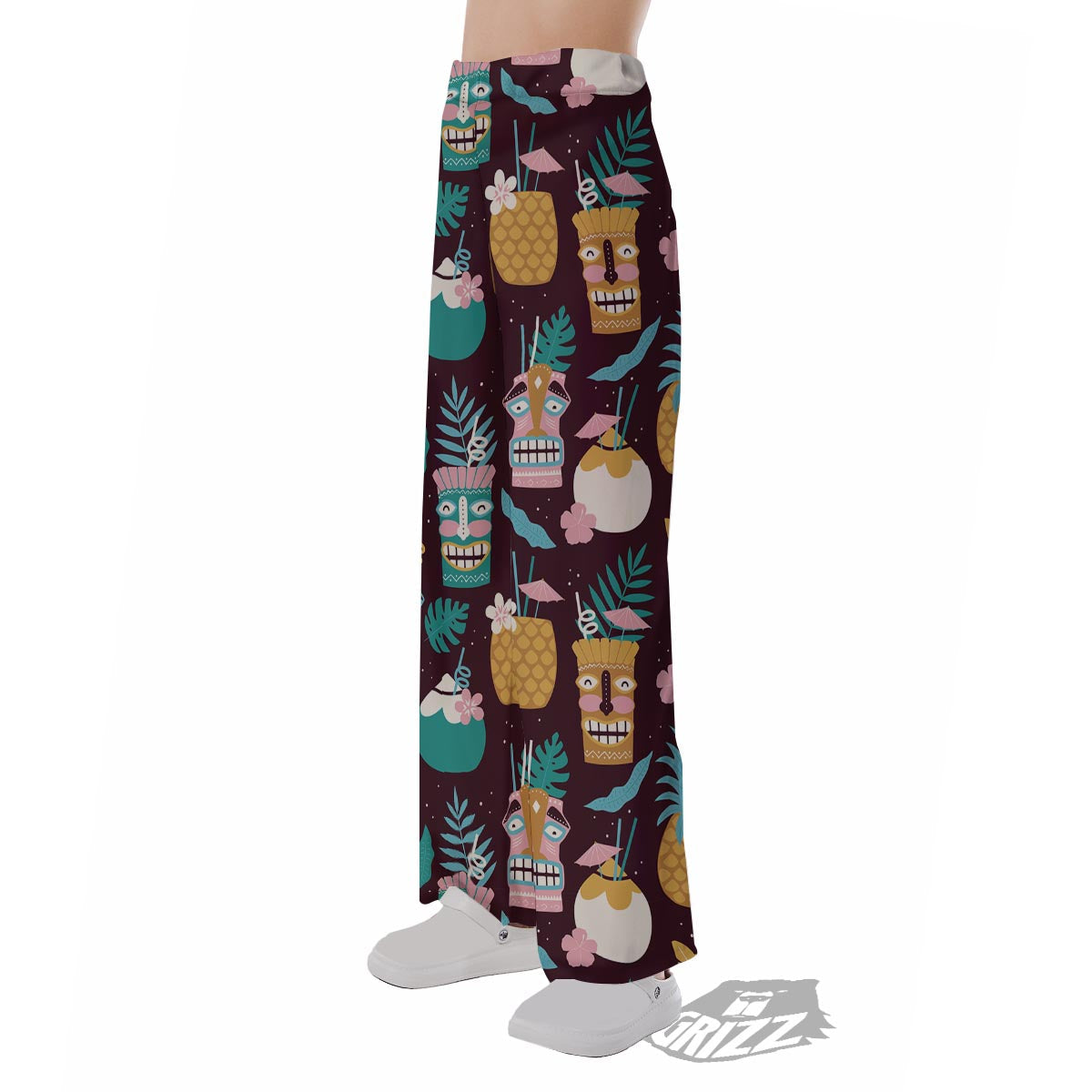 Luau Tiki Print Pattern Pajama Pants-grizzshop