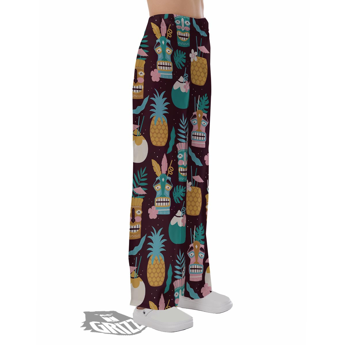 Luau Tiki Print Pattern Pajama Pants-grizzshop