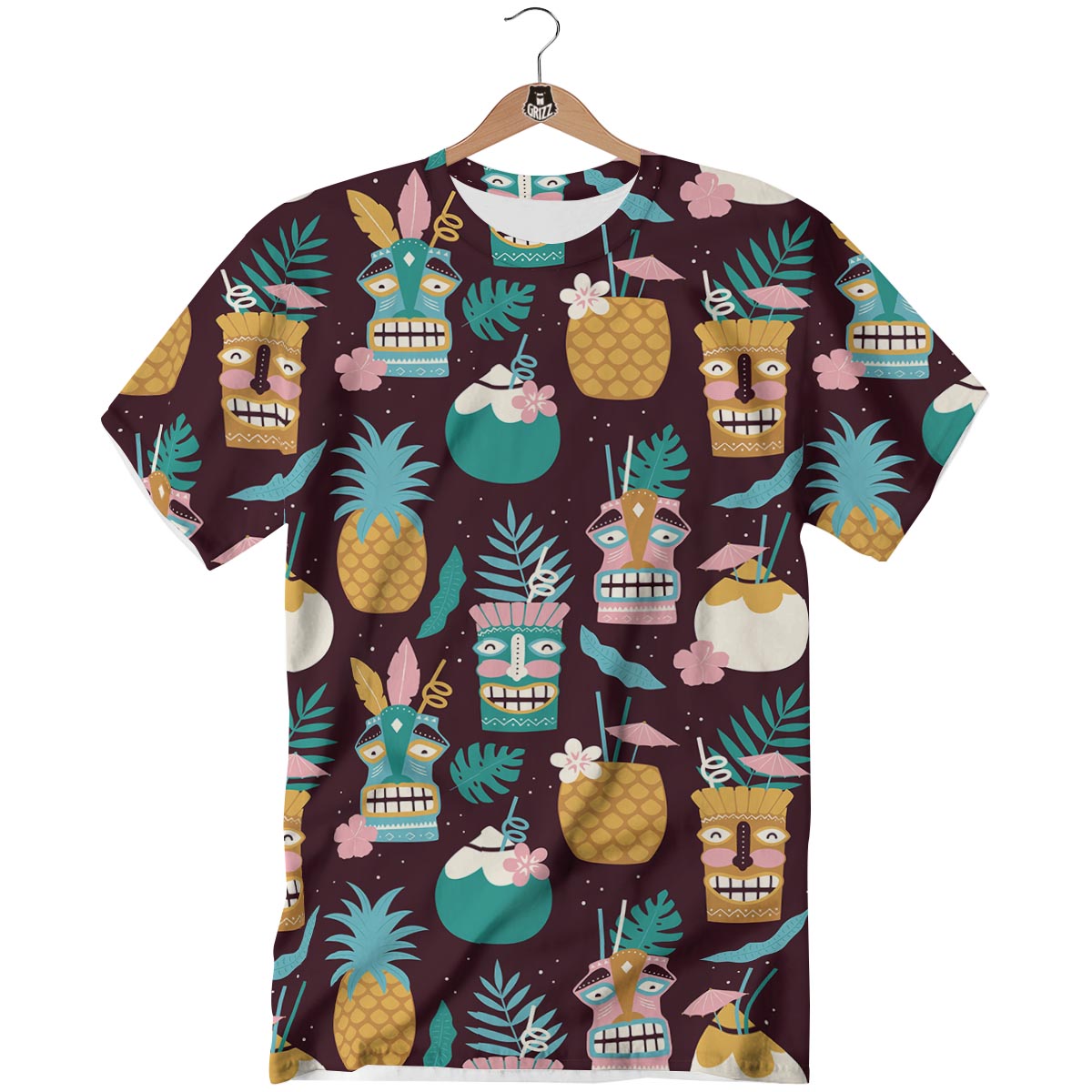 Luau Tiki Print Pattern T-Shirt-grizzshop