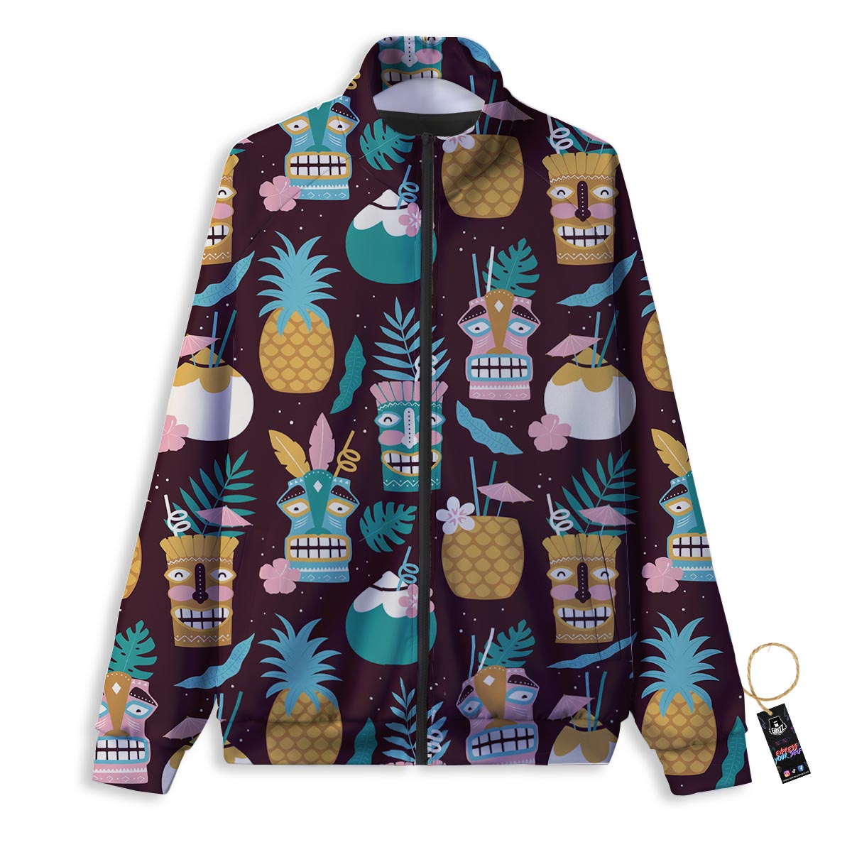 Luau Tiki Print Pattern Track Jacket-grizzshop