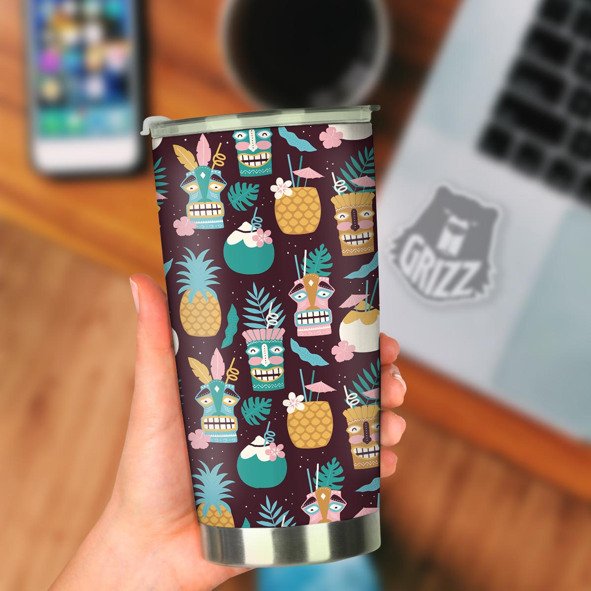 Luau Tiki Print Pattern Tumbler-grizzshop
