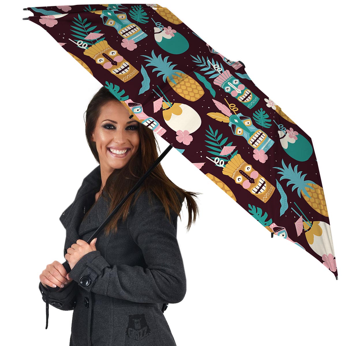 Luau Tiki Print Pattern Umbrella-grizzshop