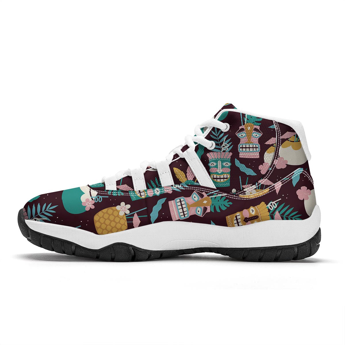 Luau Tiki Print Pattern White Bball Shoes-grizzshop