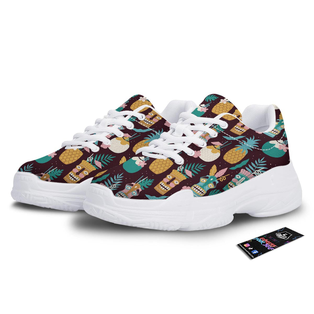 Luau Tiki Print Pattern White Chunky Shoes-grizzshop