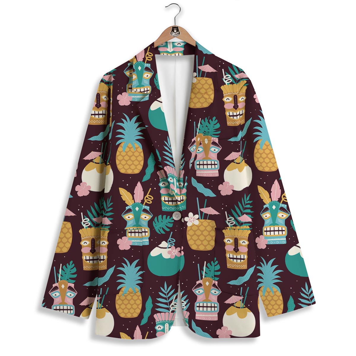 Luau Tiki Print Pattern Women's Blazer-grizzshop
