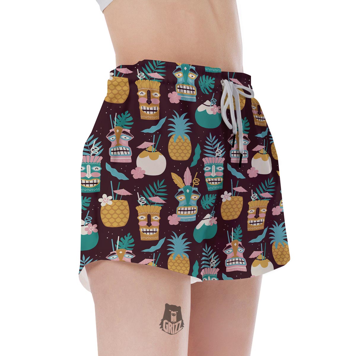 Luau Tiki Print Pattern Women's Shorts-grizzshop