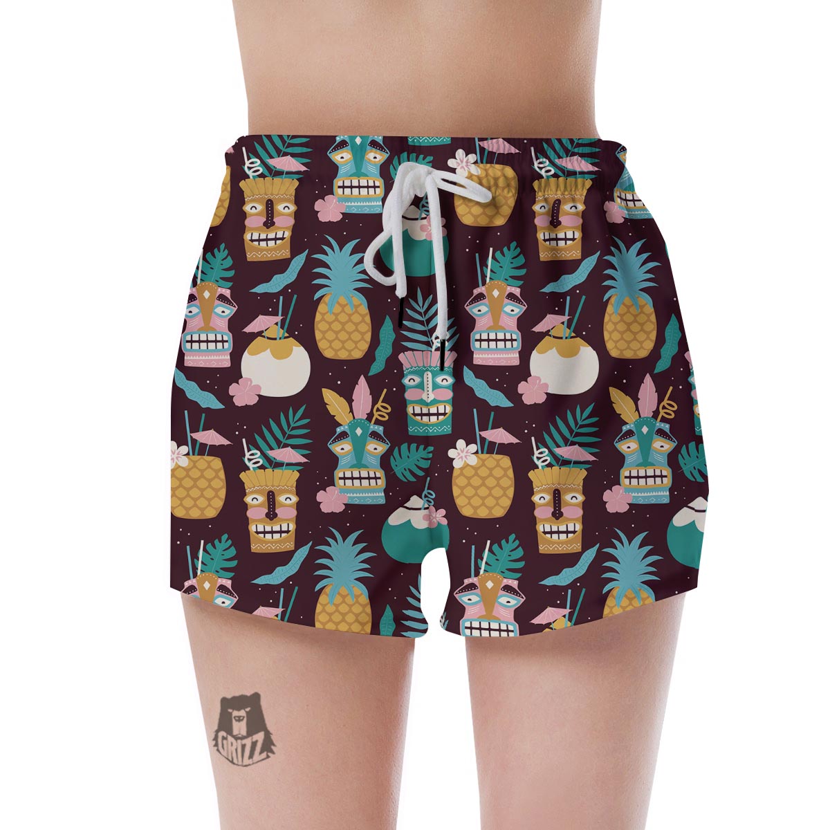 Luau Tiki Print Pattern Women's Shorts-grizzshop