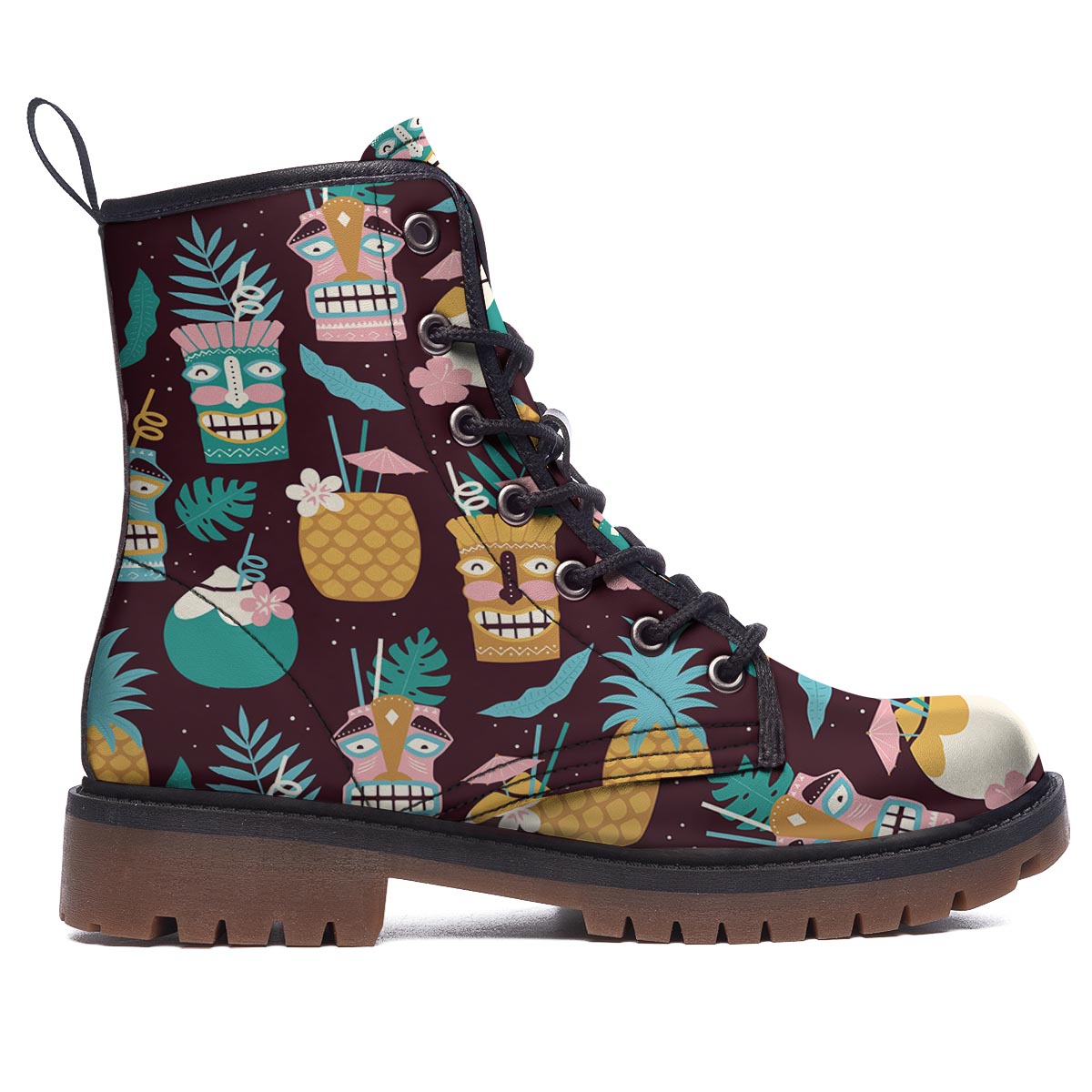 Luau Tiki Print Pattern Work Boots-grizzshop