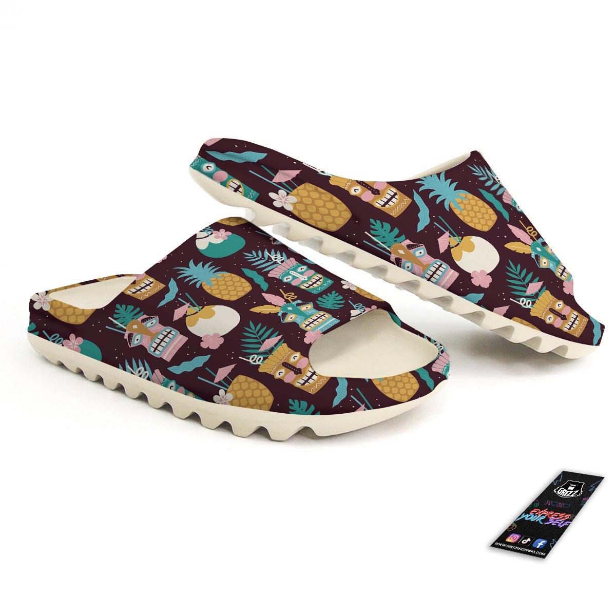 Luau Tiki Print Pattern Sandals-grizzshop