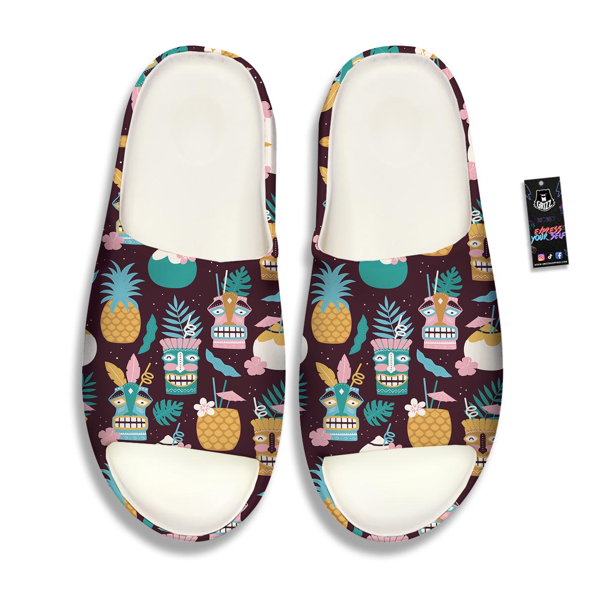 Luau Tiki Print Pattern Sandals-grizzshop