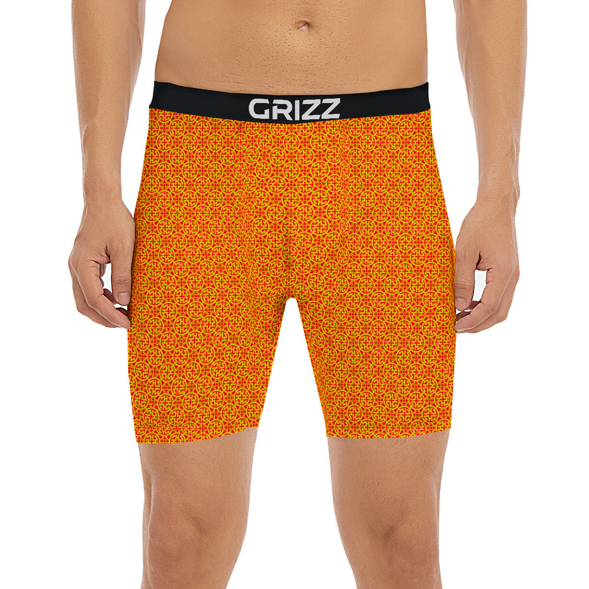 Luck Symbol Chinese Print Pattern Boxer Briefs-grizzshop