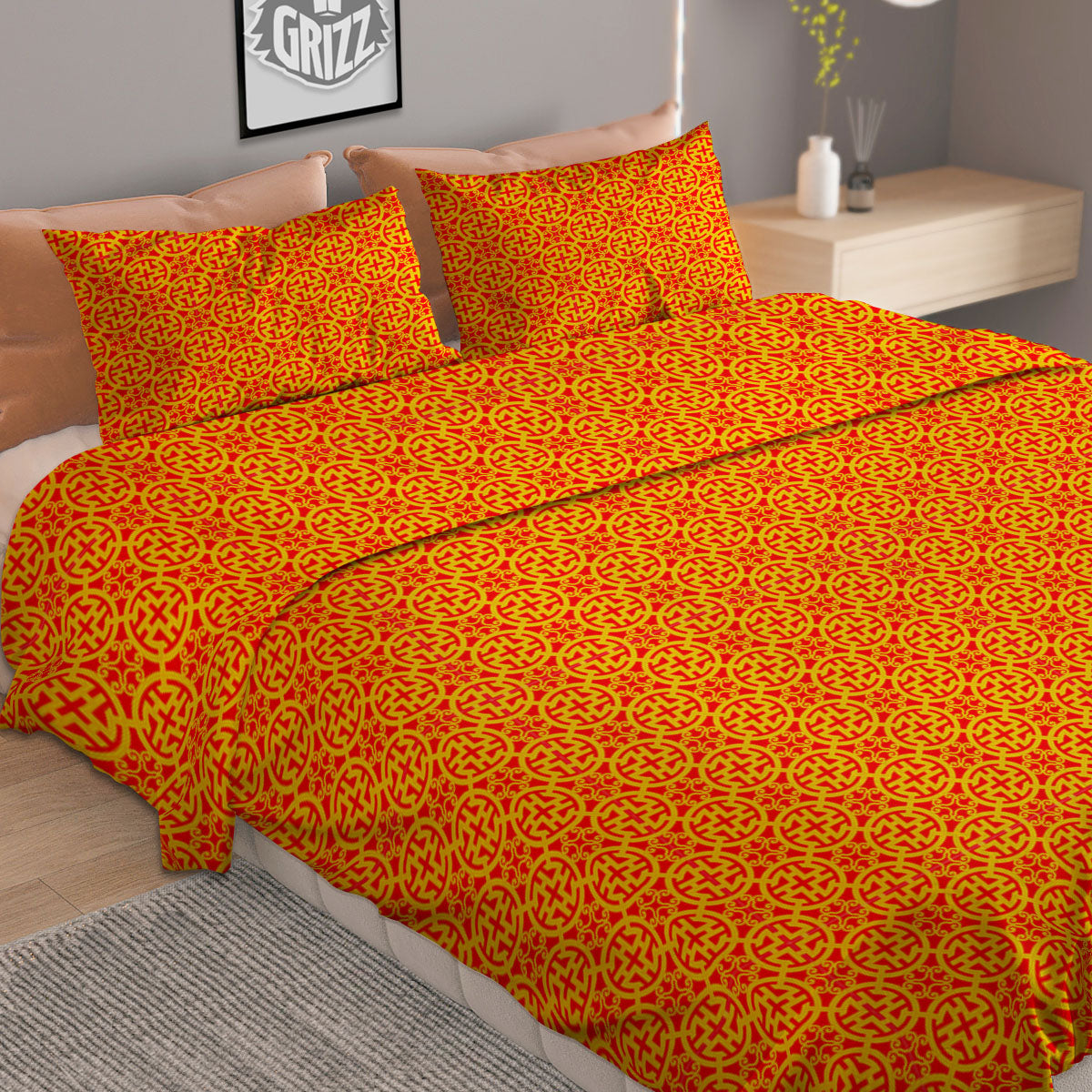 Knitted Geometric Print Pattern Duvet Cover Bedding Set