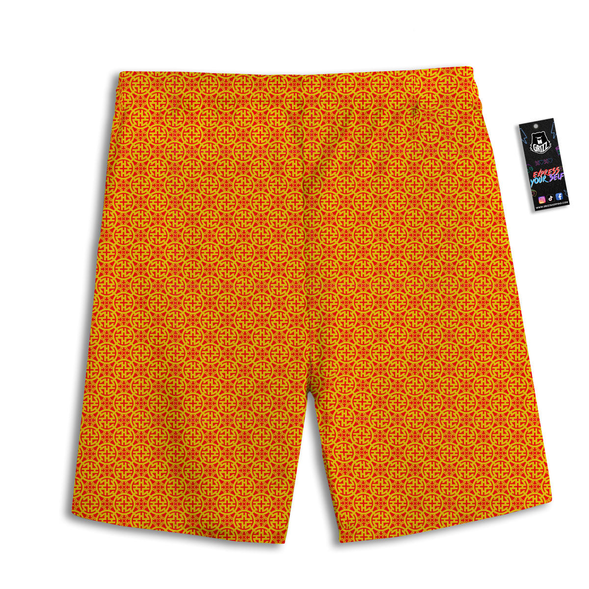 Luck Symbol Chinese Print Pattern Men's Athletic Shorts