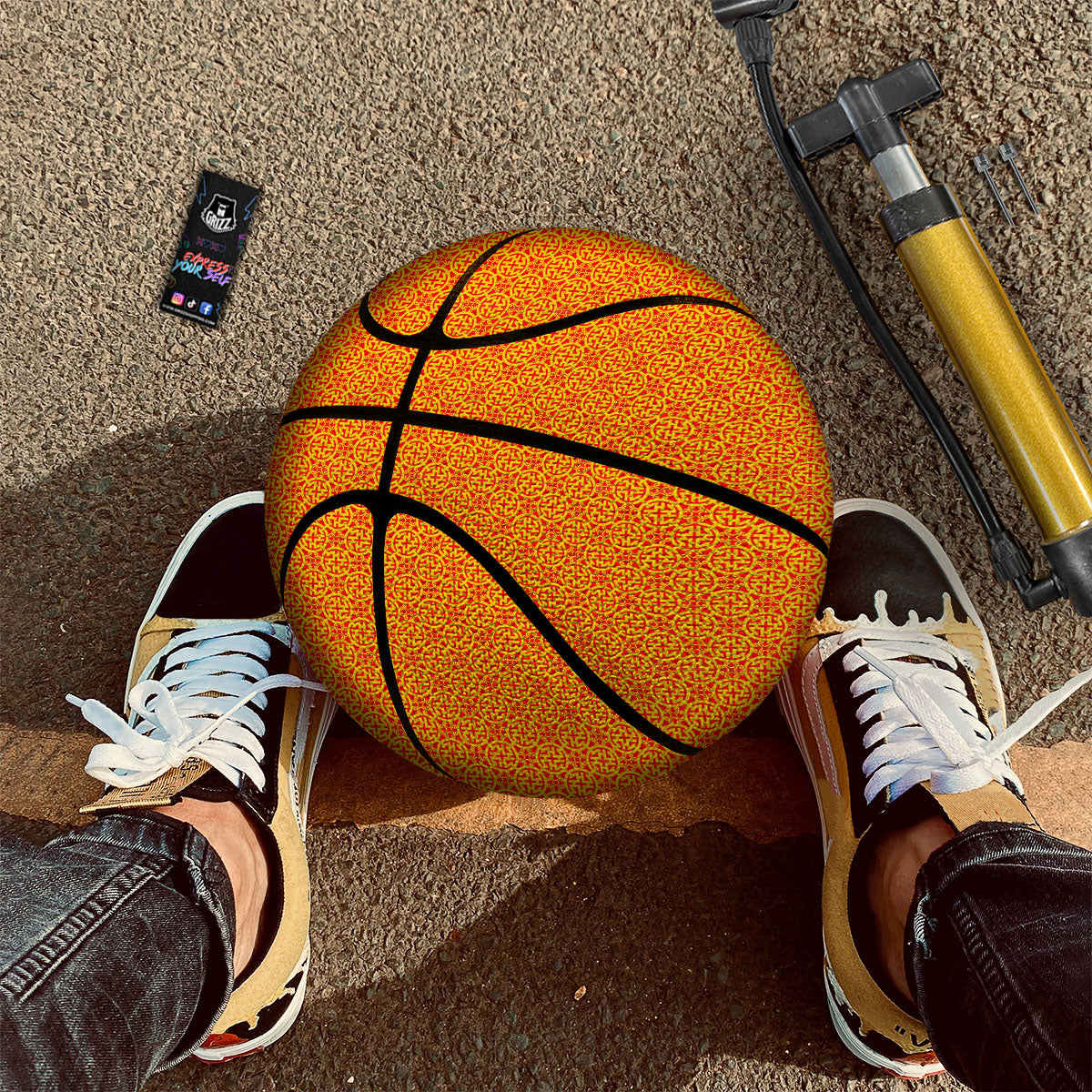 Luck Symbol Chinese Print Pattern Basketball
