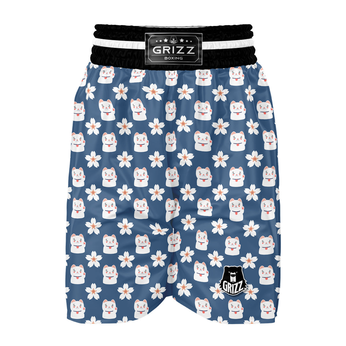 Lucky Cat And Daisy Print Pattern Boxing Shorts-grizzshop