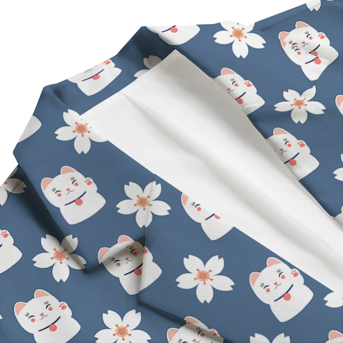 Lucky Cat And Daisy Print Pattern Men's Blazer-grizzshop