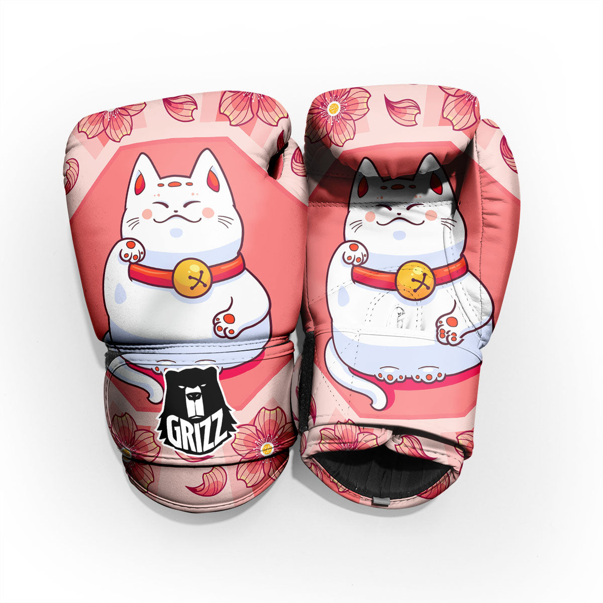 Lucky Cat And Sakura Japanese Print Pro Boxing Glove