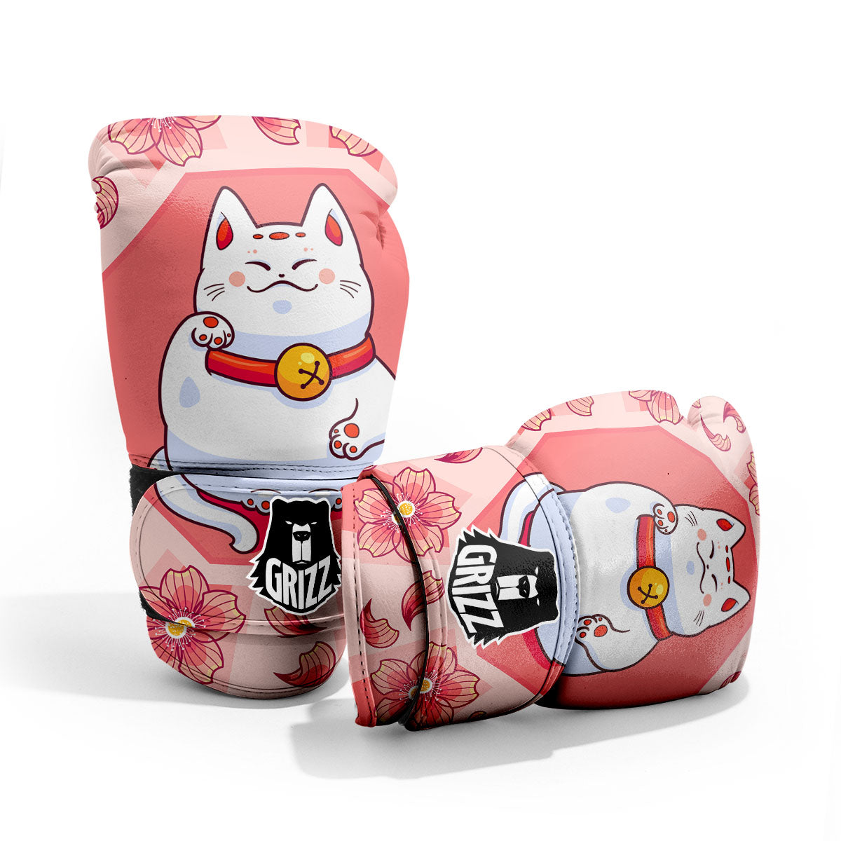 Lucky Cat And Sakura Japanese Print Pro Boxing Glove