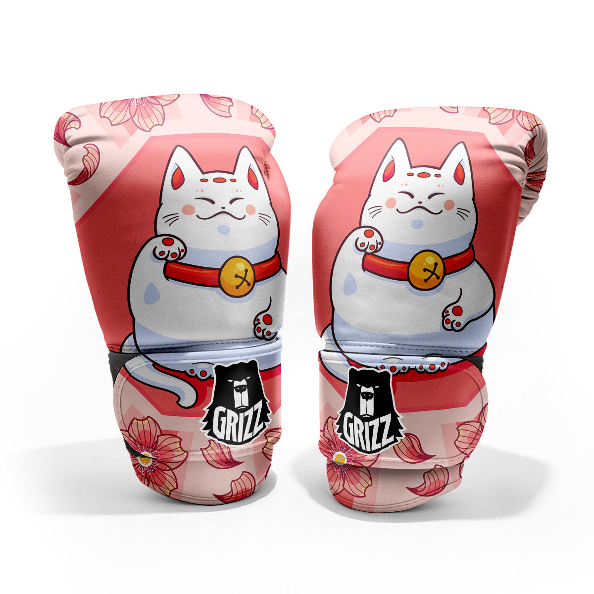 Lucky Cat And Sakura Japanese Print Pro Boxing Glove