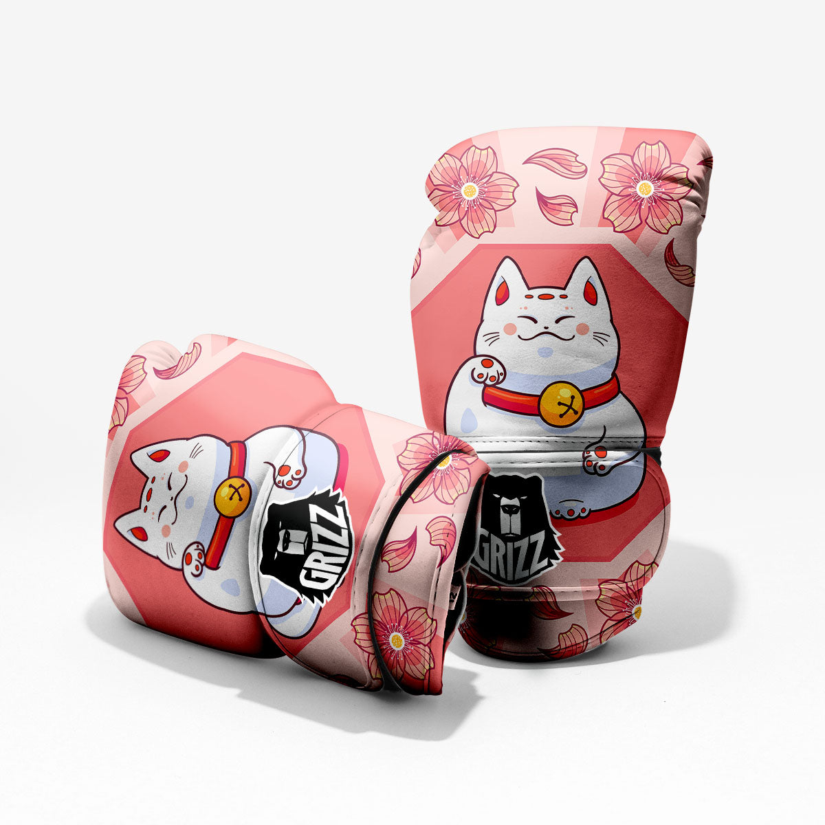Lucky Cat And Sakura Japanese Print Pro Boxing Glove