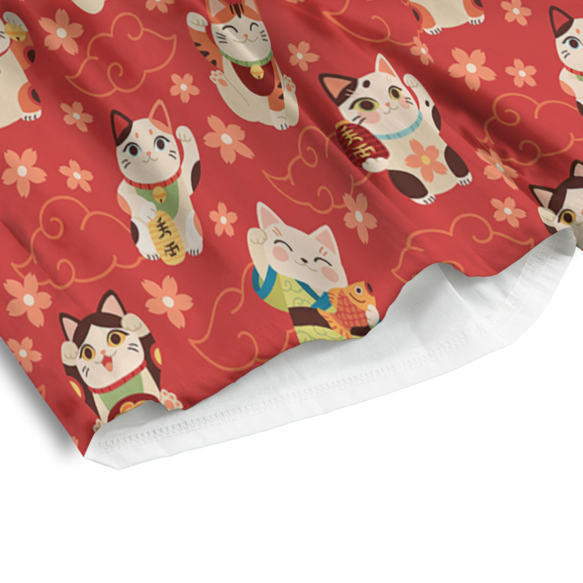 Lucky Cat Japanese Print Pattern Men's Athletic Shorts