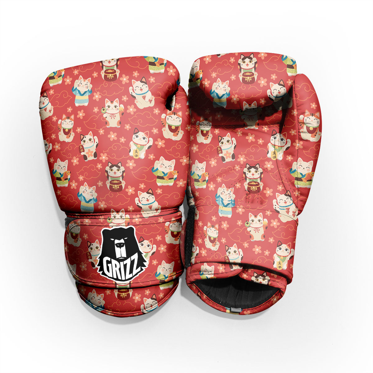 Lucky Cat Japanese Print Pattern Pro Boxing Glove