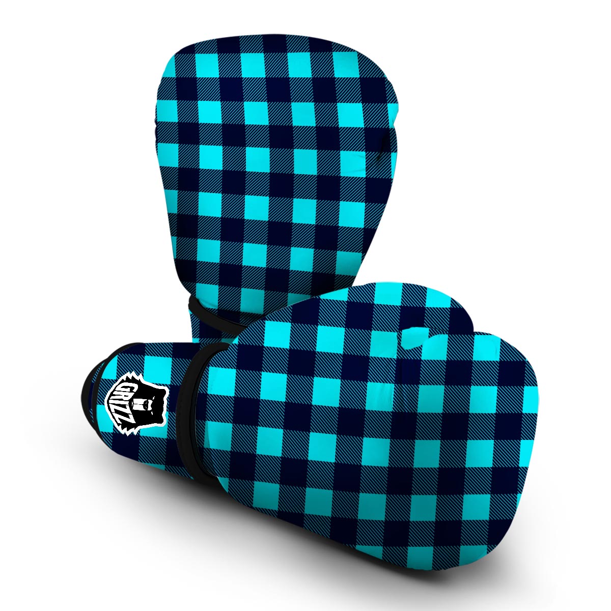 Lumberjack Blue Pattern Print Boxing Gloves-grizzshop