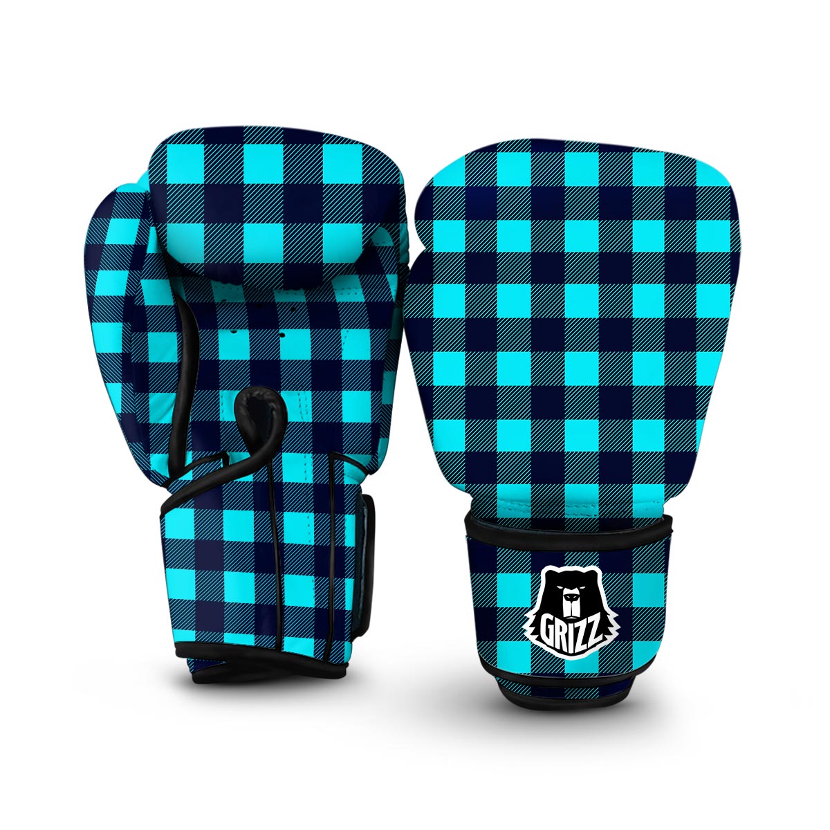 Lumberjack Blue Pattern Print Boxing Gloves-grizzshop