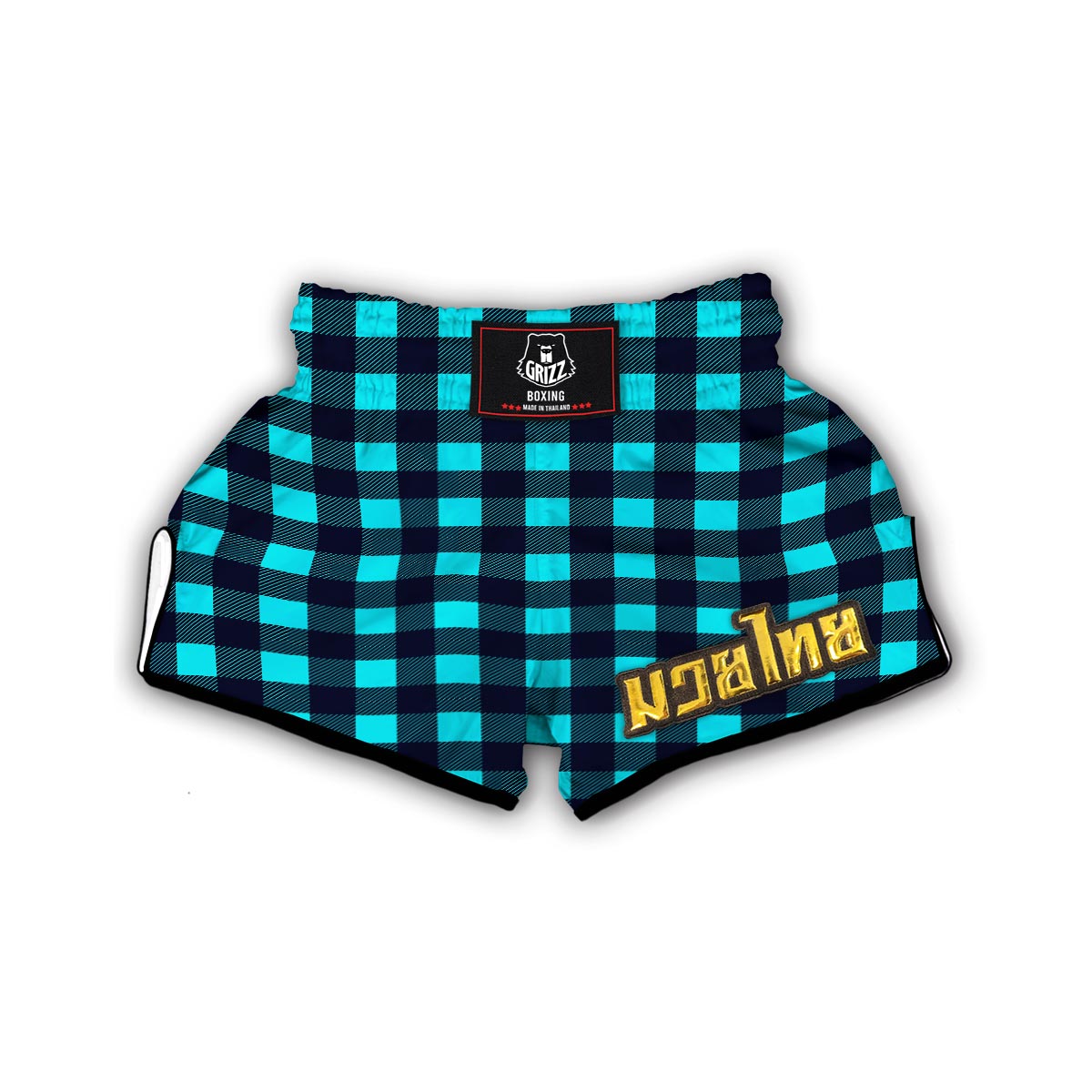 Lumberjack Blue Pattern Print Muay Thai Boxing Shorts-grizzshop