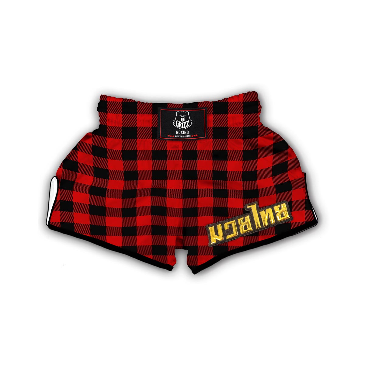 Lumberjack Red Pattern Print Muay Thai Boxing Shorts-grizzshop