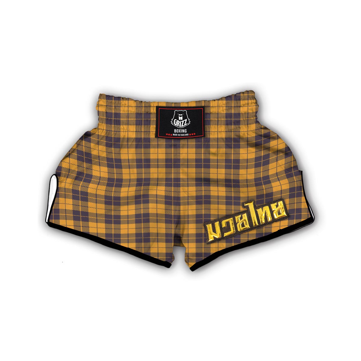 Lumberjack Yellow Pattern Print Muay Thai Boxing Shorts-grizzshop