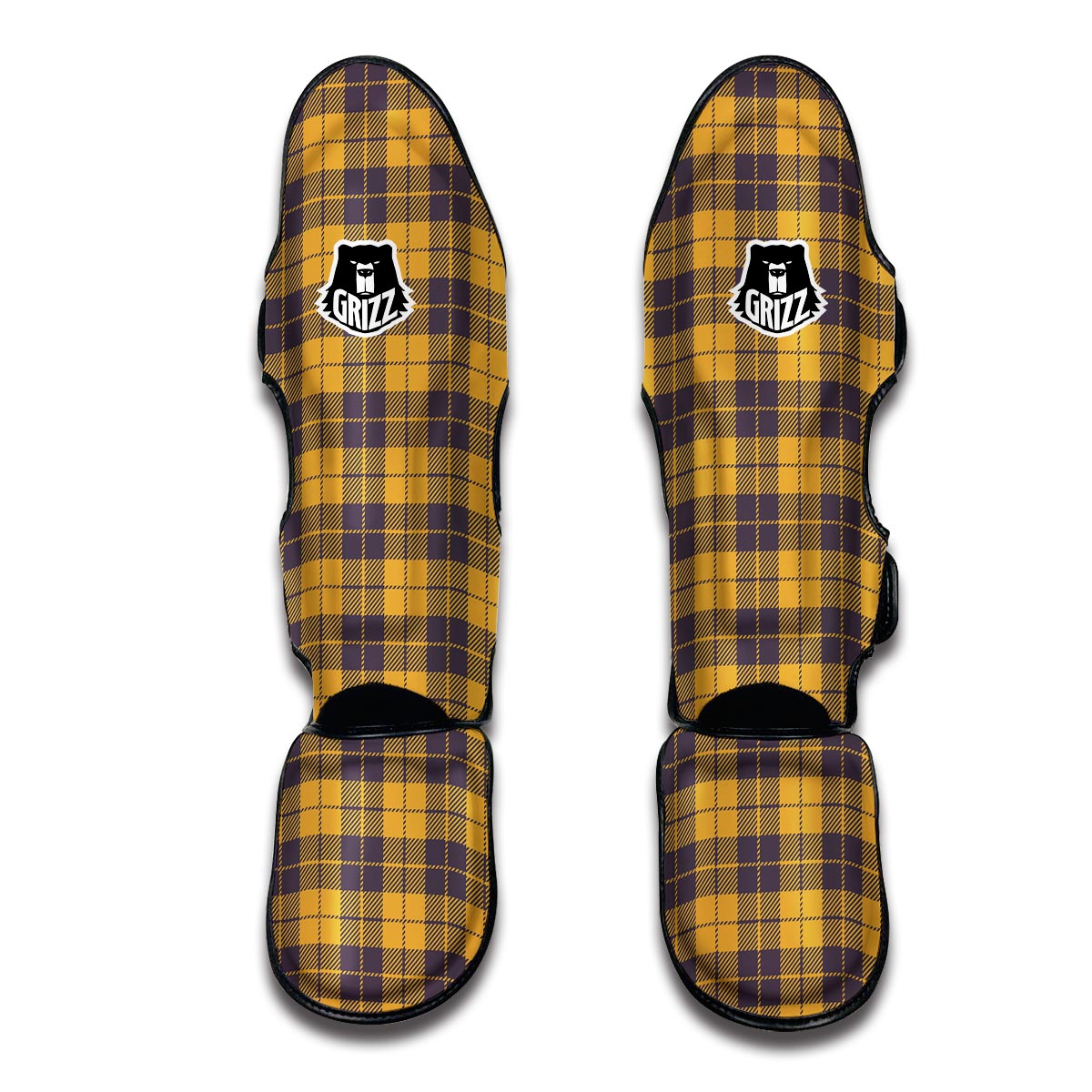 Lumberjack Yellow Pattern Print Muay Thai Shin Guards-grizzshop