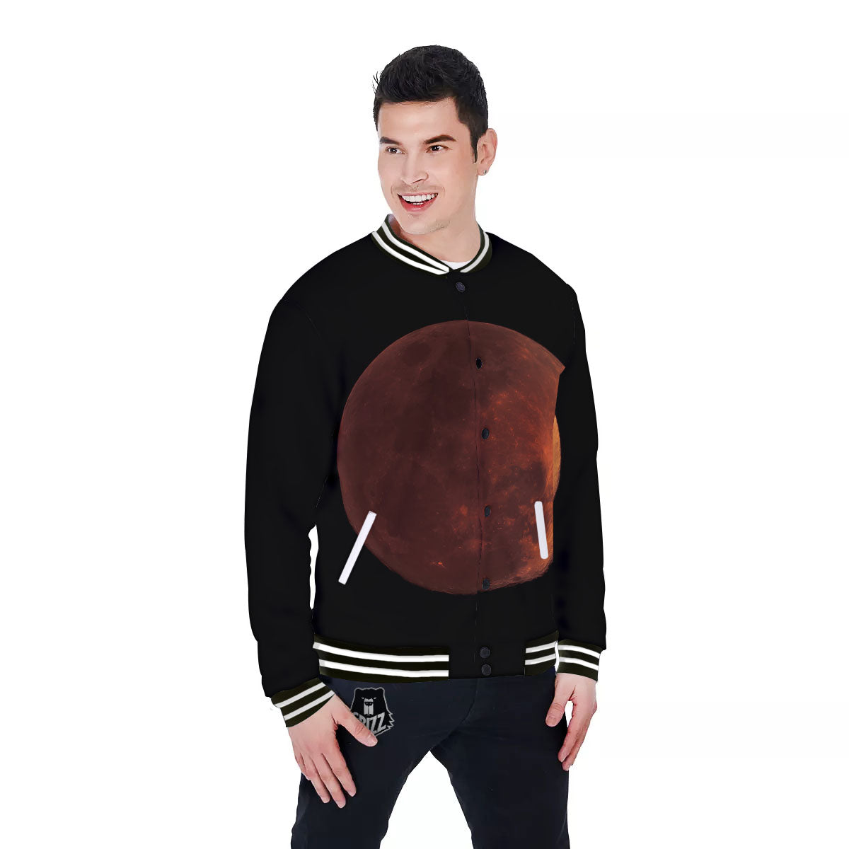 Lunar Cycle Eclipse Print Baseball Jacket-grizzshop