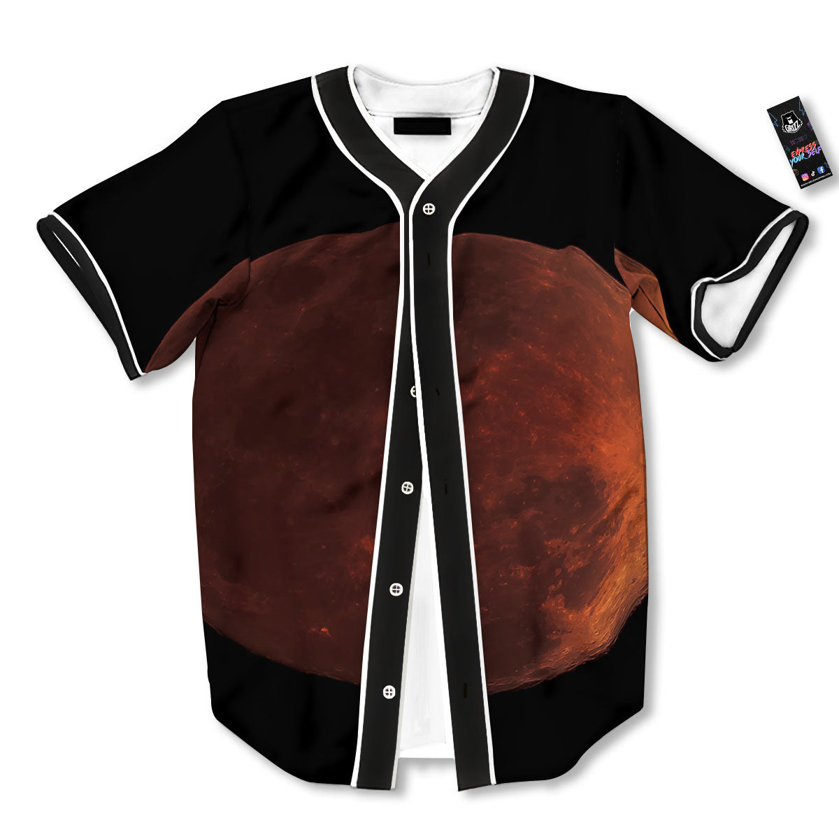Lunar Cycle Eclipse Print Baseball Jersey-grizzshop