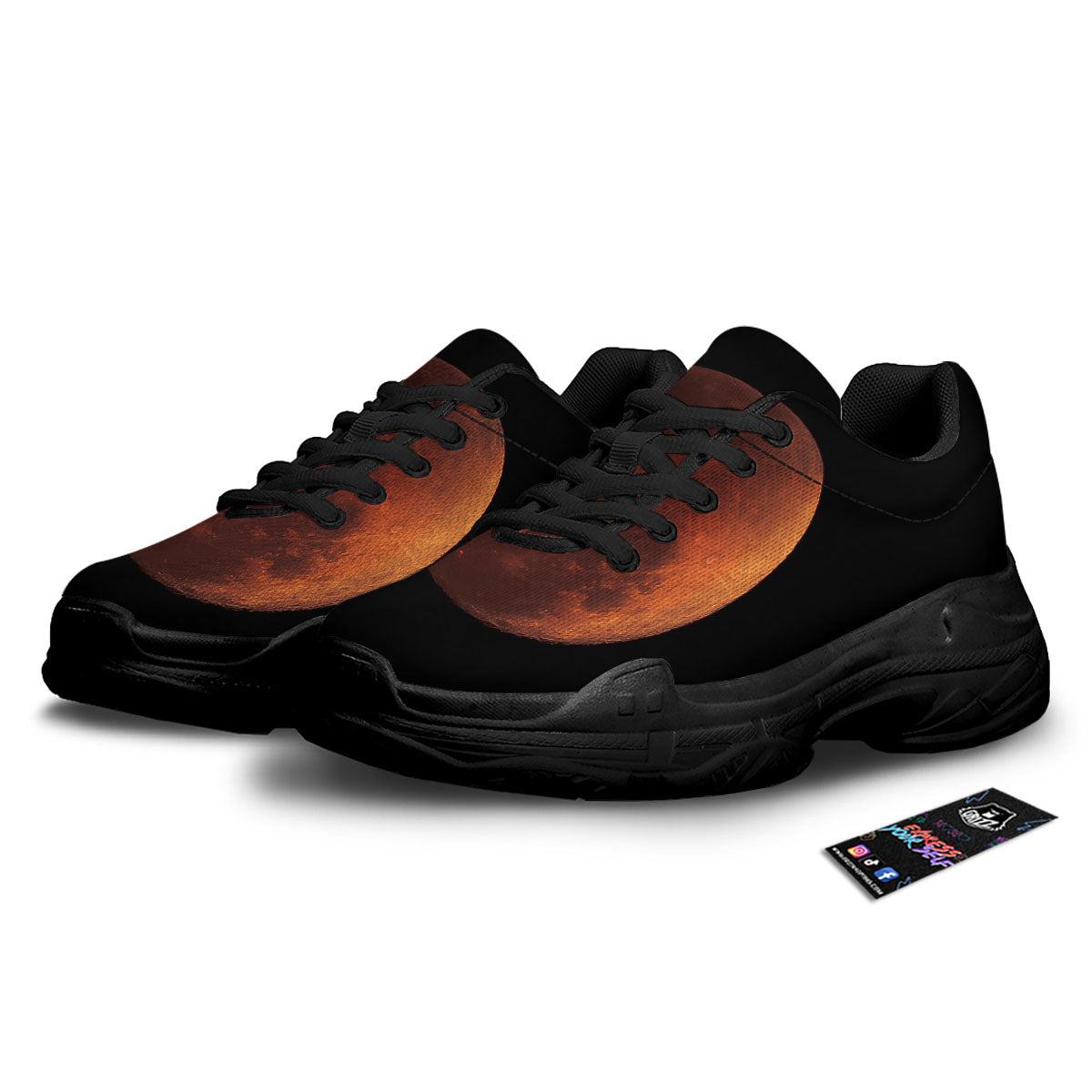 Lunar Cycle Eclipse Print Black Chunky Shoes-grizzshop