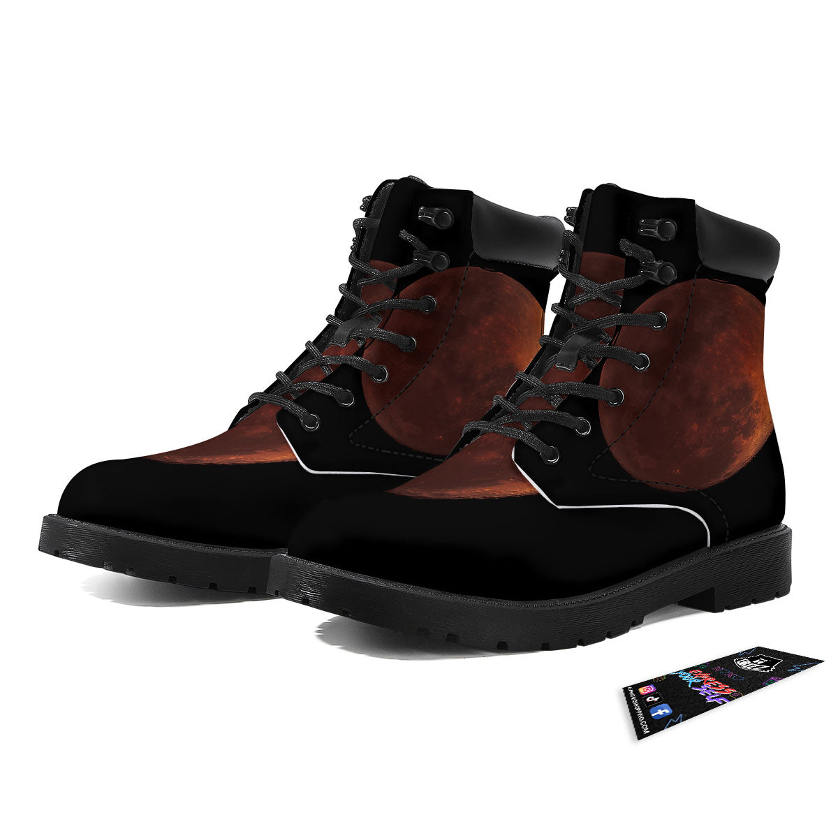 Lunar Cycle Eclipse Print Boots-grizzshop