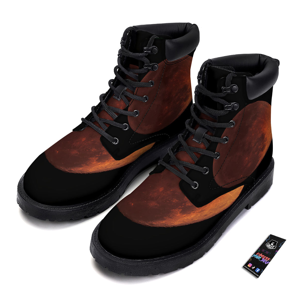 Lunar Cycle Eclipse Print Boots-grizzshop
