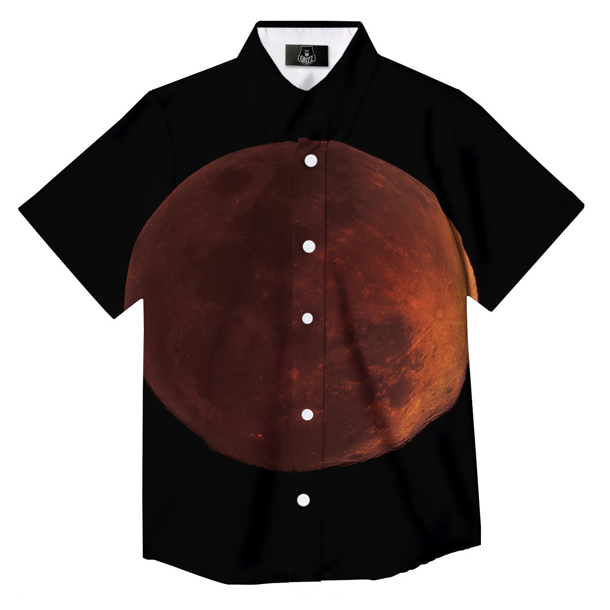Lunar Cycle Eclipse Print Button Up Shirt-grizzshop