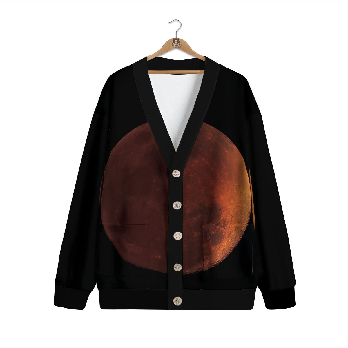 Lunar Cycle Eclipse Print Cardigan-grizzshop