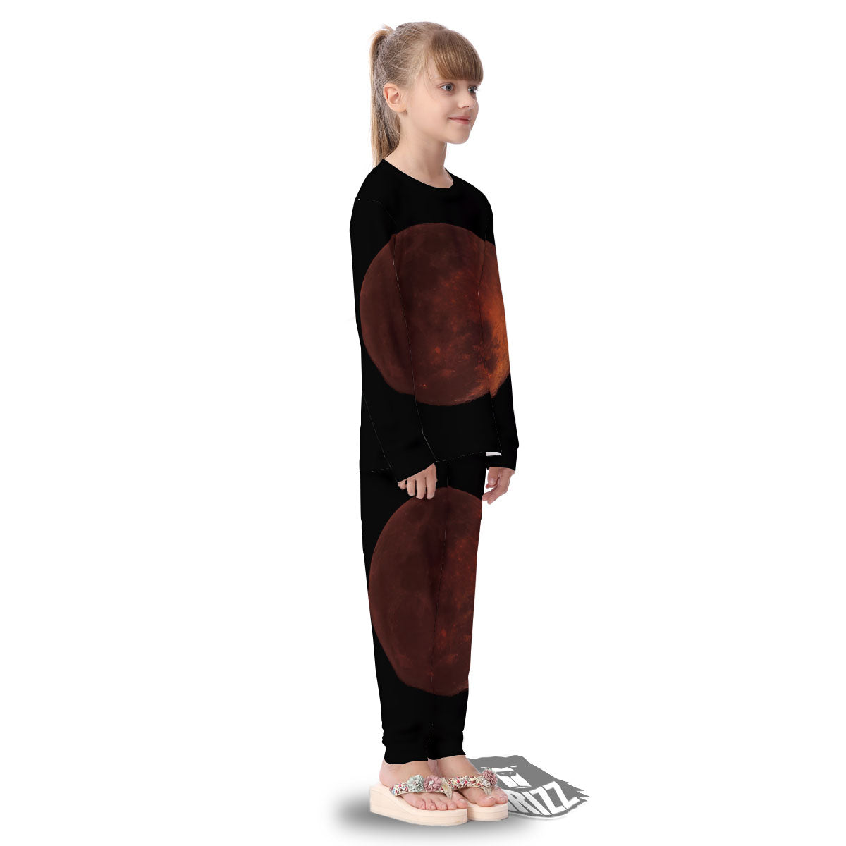 Lunar Cycle Eclipse Print Kid's Pajamas-grizzshop
