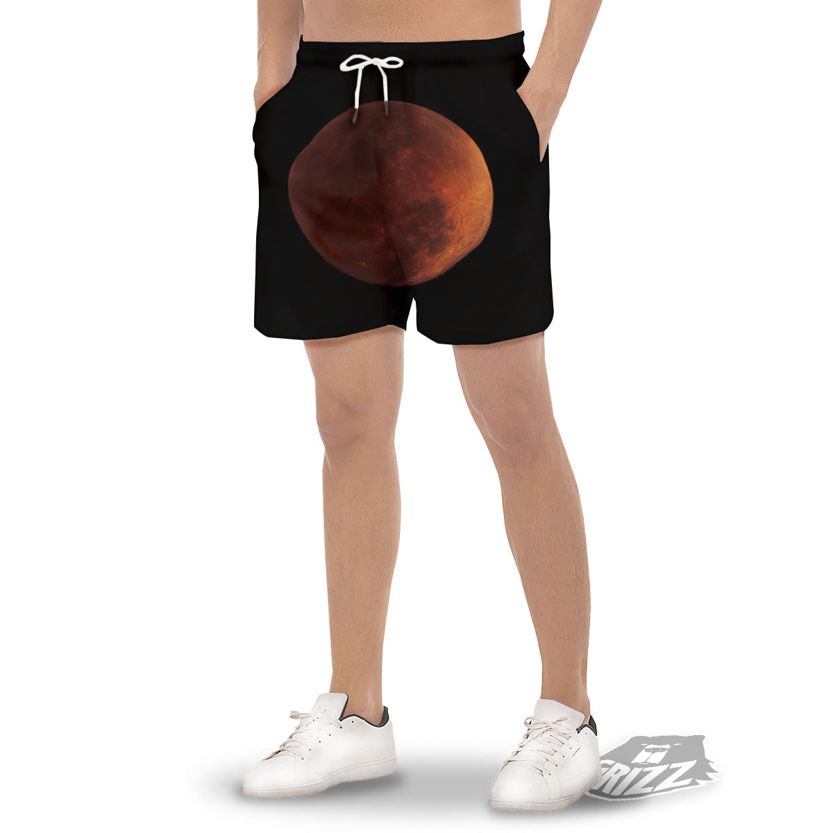 Lunar Cycle Eclipse Print Men's Gym Shorts-grizzshop