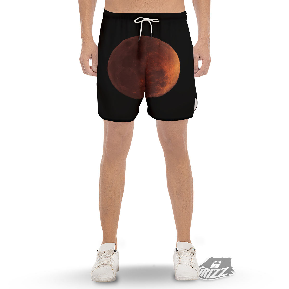 Lunar Cycle Eclipse Print Men's Gym Shorts-grizzshop